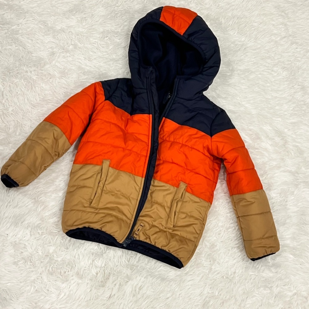 The Children's Place Navy & Orange Colorblock Puffer